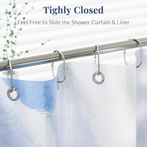 Bathway Shower Curtain Rings, Shower Curtain Hooks 12 Pcs Anti-Drop Shower Rings for Curtain, Metal Shower Curtain Rings Rust Proof, Brushed Nickel Shower Hooks for Shower Curtain Rod Bathroom - color: Nickel, style: Modern Oval