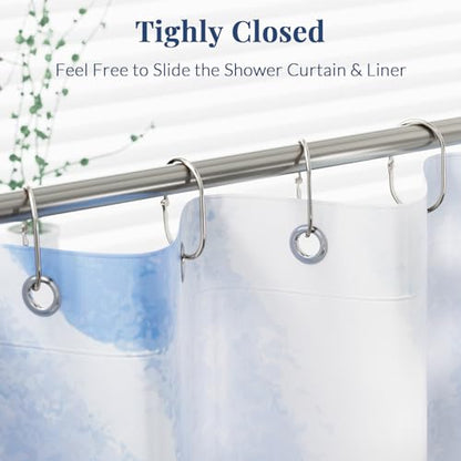 Bathway Shower Curtain Rings, Shower Curtain Hooks 12 Pcs Anti-Drop Shower Rings for Curtain, Metal Shower Curtain Rings Rust Proof, Brushed Nickel Shower Hooks for Shower Curtain Rod Bathroom - color: Nickel, style: Modern Oval