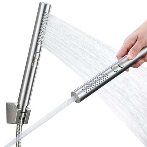 2-in-1 Handheld Shower Head Set with Long Hose – Brushed Nickel | Dual Function Spray Wand with Bracket – Perfect for RV, Dog Bath & Full-Body Rinse. 79" Extra Long Hose. Easy Install. - style: 2-in-1