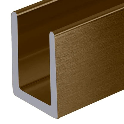 Brixwell SDCD38BBRZ-CCP4 Brushed Bronze 3/8" Fixed Panel Shower Door Deep U-Channel - 4 inch Sample - color: Brushed Bronze, size: 4 Inch - Sample