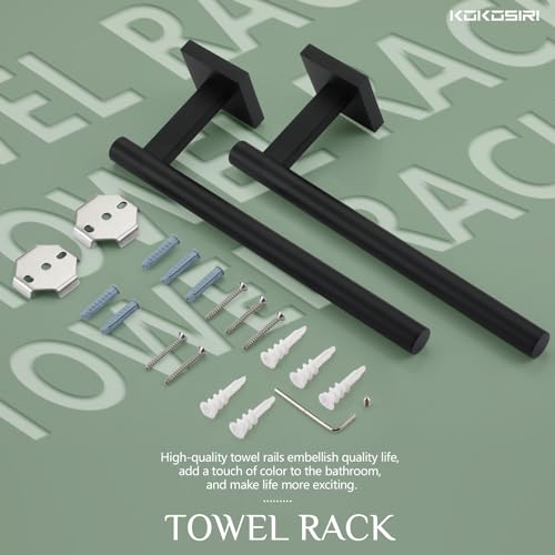KOKOSIRI Towel Bar Matte Black Bathroom Hardware Hand Towel Rails Wall Mounted Kitchen Toilet Cabinet Paper Holder 2 Pack, Stainless Steel B3008BK-P2 - color: Matte Black, size: 2 Pack
