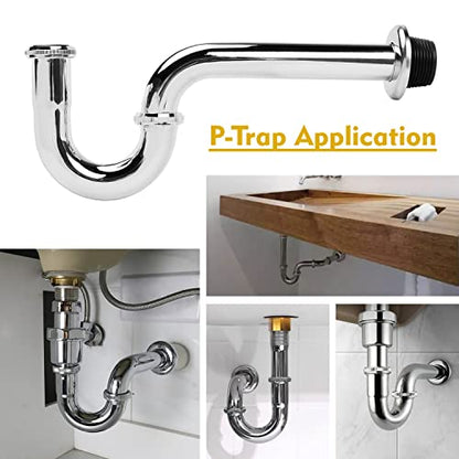Stainless Steel P-Trap - 1 1/4 Inch Bathroom Basin Sink Waste Trap with Reducing Washer, Chrome Finish, Silver - color: Silver