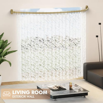 Curved Shower Curtain Rod for Bathroom, 40-72 Inches Adjustable Shower Rod | Rustproof Shower Curtain Rod with Rotating Brackets for Extra 30% Large Shower Space, 0.9MM thickness, Need to Drill, Gold - color: Gold