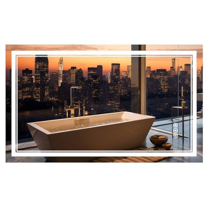 Upgraded Led Bathroom Mirror with Front and Backlit, 48x36 Inch Led Mirror for Bathroom, Anti-Fog, Acrylic Side, Top Tempered Glass, Dimmable, Rotatable Led Bathroom Vanity Mirror - size: 48"L x 36"W