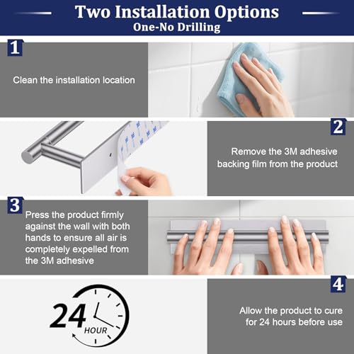 Brushed Nickel Toilet Paper Holder, Adhesive or Screw Toilet Roll Holder Wall Mount, SUS304 Stainless Steel Double Post Pivoting Toilet Roll Holder for Bathroom, Kitchen, Washroom - color: Brushed Nickel