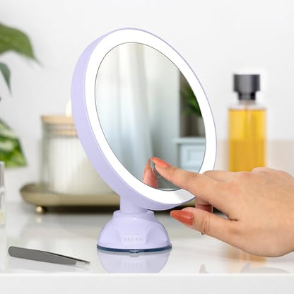 Zadro Wall-Mounted Suction Cup Mirror With 10X Magnification And LED Lighting - color: Lavender