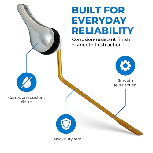 Qualihome Chrome Finish Side Mount Toilet Handle Replacement Kit, Universal Toilet Tank Flush Lever Fits Most Standard Side-Mount Toilet Tanks - color: Chrome Polished