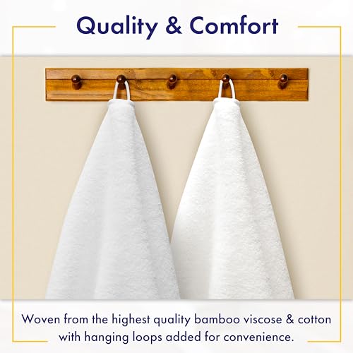Alusa Home Ultra Soft & Plush Viscose from Bamboo Bath Towels - 700 GSM Luxury Bath Towels - 6 Piece Set - Super Absorbent & Quick Drying (White) - color: White, size: 6pc Towel Set