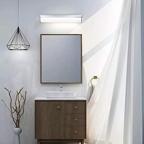 LED Bathroom Vanity Light Fixture Over Mirror 24.4 inch Modern Rectangle Finishing Bath Vanity Lighting Bar 4000K Daylight Wall Sconce (Chrome) - color: Chrome, size: 24 inch