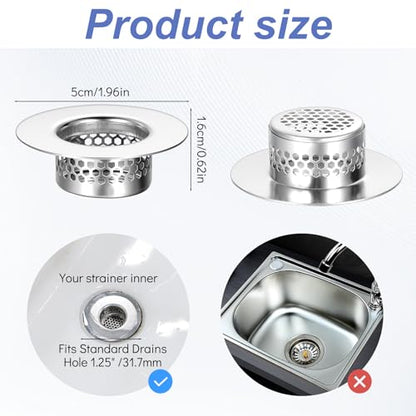 3 Pack Bathroom Sink Drain Strainer, Stainless Steel Drain Cover Sink Hair Catcher Mop Pool Slop Sinks Filter Rust-Proof Mesh Screen for Bathtub, Laundry, Utility, RV Sinks (Fits 1.25" to 1.6" Hole)