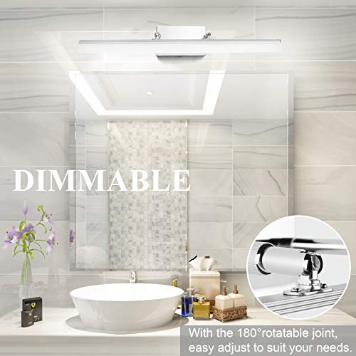Aipsun 24 inch Dimmable LED Vanity Lights Adjustable Bathroom Light Fixtures Over Mirror Chrome Modern Vanity Lighting(White Light) - color: Polished Chrome-D, size: 23.6 in