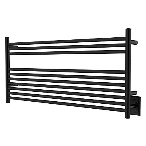 HEATGENE 10 Bar Towel Warmer, Heated Towel Rack, Dual Install, Matte Black | 304 Stainless Steel 10-Bar Heated Towel Rack With Plug-In Or Hardwired Installation And Matte Black Finish - color: Matte Black, size: H 20 × W 42