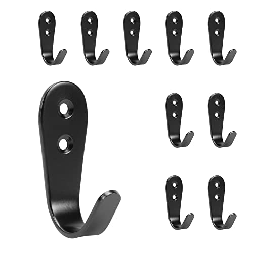 NearMoon Coat Hooks Wall Mounted, Stainless Steel Wall Hooks Heavy Duty Robe Hanger Rustproof for Hanging Coat Towel Hat Key Bag on Bathroom/Kitchen, 10 Pack (Matte Black) - color: Matte Black