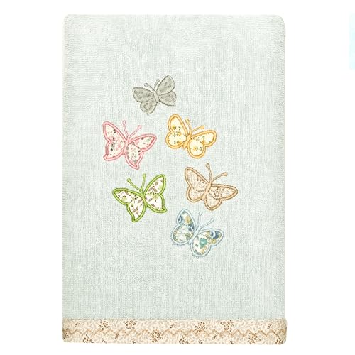Frolic 4-Piece Luxury Towel Set, Calico Applique, Soft & Durable Turkish Cotton, Elegant Bathroom Ensemble, 2 Bath 2 Hand Towels, Aqua - color: Aqua, size: 2 Pcs Bath 2 Pcs Hand Towel