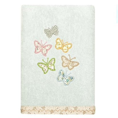 Frolic 4-Piece Luxury Towel Set, Calico Applique, Soft & Durable Turkish Cotton, Elegant Bathroom Ensemble, 2 Bath 2 Hand Towels, Aqua - color: Aqua, size: 2 Pcs Bath 2 Pcs Hand Towel