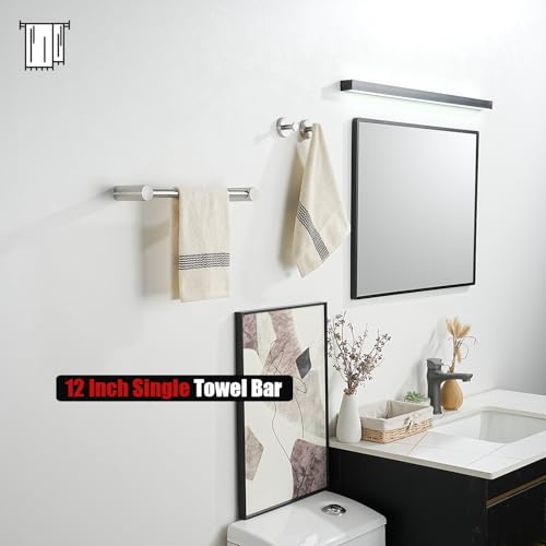 JQK Towel Bar Brushed, 14.5 Inch 304 Stainless Steel Thicken 0.8mm Towel Rack Bathroom Wall Mount, Useable Length 12 Inch, TB610L12-BN - color: Brushed Steel, size: 14.5 Inch
