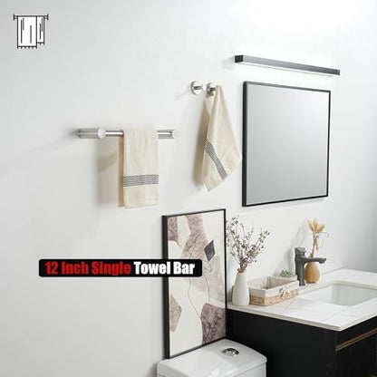 JQK Towel Bar Brushed, 14.5 Inch 304 Stainless Steel Thicken 0.8mm Towel Rack Bathroom Wall Mount, Useable Length 12 Inch, TB610L12-BN - color: Brushed Steel, size: 14.5 Inch
