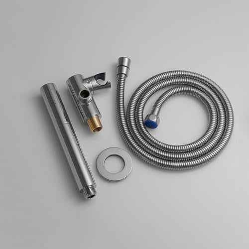 Hand Shower Head Chrome High Pressure Dual-Function Shower Wand | Jet Spray and Rainfall Modes, Brass, 7 Inch, High Flow, with 59 inch Hose and Bracket - color: Chrome