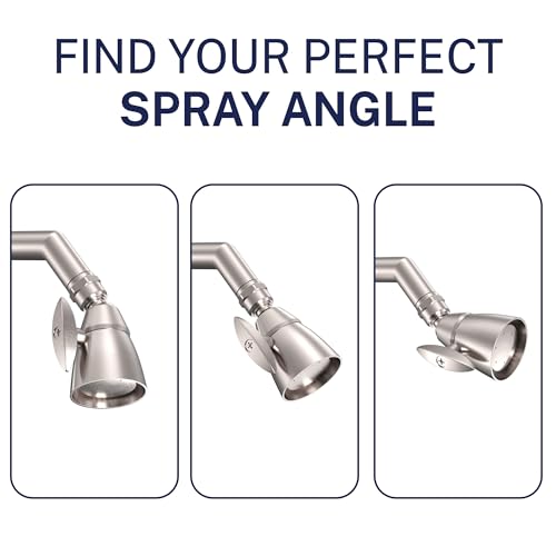 HammerHead Showers® Solid Metal 2 Inch High Pressure Shower Heads - BRUSHED NICKEL – 2.5 GPM Shower Heads High Pressure - High Flow Shower Head with ADJUSTABLE SPRAY PATTERN - Fixed Shower Head - color: Brushed Nickel, size: 2.5 GPM Standard