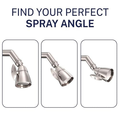 HammerHead Showers® Solid Metal 2 Inch High Pressure Shower Heads - BRUSHED NICKEL – 2.5 GPM Shower Heads High Pressure - High Flow Shower Head with ADJUSTABLE SPRAY PATTERN - Fixed Shower Head - color: Brushed Nickel, size: 2.5 GPM Standard