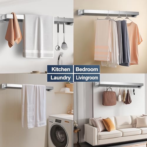 SEIDO 24 Inch Brushed Nickel Towel Bar, Heavy Duty & Rust-Proof 304 Stainless Steel Bath Towel Holder, Modern Square Wall Mounted Towel Rack for Bathroom, Kitchen, RV - color: Brushed Nickel, size: 24 Inch