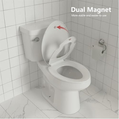 GarveeTech Elongated Toilet Seat with Built-in Toddler Seat & Slow Close - Potty Training Toilet Seat for Adult and Child, Magnetic Hinge, Safe PP Material, Easy to Clean, White - color: White-1, size: Elongated with Toddler Seat