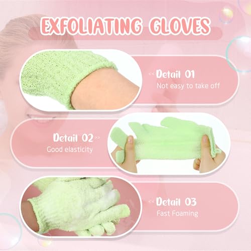 Didaey 104 Pcs Exfoliating Glove Bulk Shower Gloves with Hanging Loop Exfoliating Body Scrubber Dead Skin Remover for Body Bath Beauty Spa Massage Scrubs Men Women Bathing (Green) - color: Green