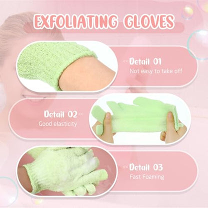 Didaey 104 Pcs Exfoliating Glove Bulk Shower Gloves with Hanging Loop Exfoliating Body Scrubber Dead Skin Remover for Body Bath Beauty Spa Massage Scrubs Men Women Bathing (Green) - color: Green