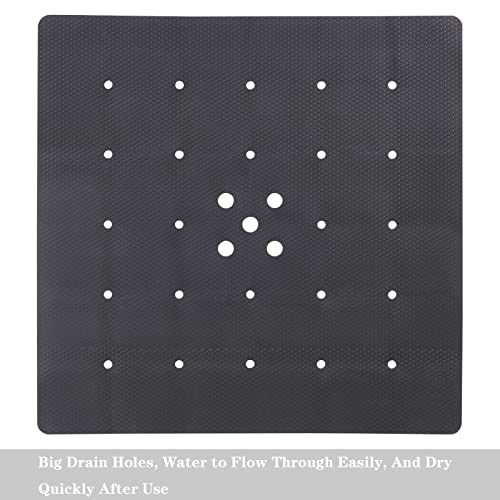 Webos Shower Mat for Textured Surface：Silicone Non Slip Shower Mat Without Suction Cups Foldable - Square Bath Mat for Reglazed Tub Textured Shower Floor (Black, 21x21 Inches) - color: Black