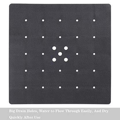 Webos Shower Mat for Textured Surface：Silicone Non Slip Shower Mat Without Suction Cups Foldable - Square Bath Mat for Reglazed Tub Textured Shower Floor (Black, 21x21 Inches) - color: Black
