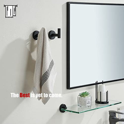 JQK Black Bathroom Towel Hook, Coat Robe Clothes Hook for Bathroom Kitchen Garage Wall Mounted (4 Pack), 304 Stainless Steel Matte Black, TH100-PB-P4 - color: Black, size: 4 Pack