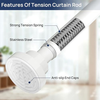 ENJOYBASICS 2 Pack Tension Curtain Rod, 32-54" Adjustable, Stable, White | Secure Hold with Strong Spring & Non-Slip Ends, No-Drill, No Tools, Sag-Resistant, Waterproof, Fits Windows, Showers & Closet - color: White, size: 32-54"