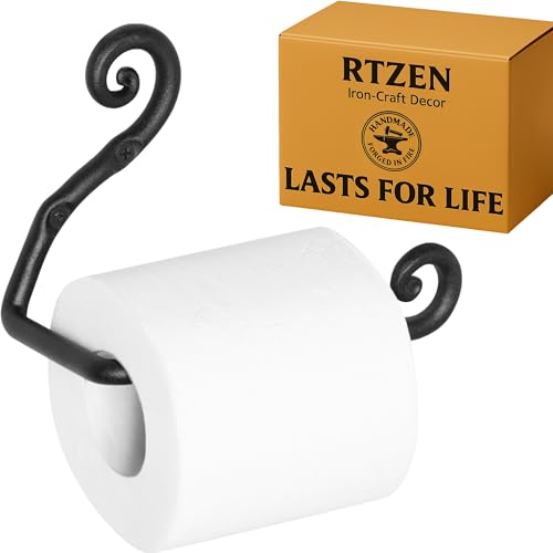 Rustic Wrought Iron Bathroom Toilet Paper Holder | Handcrafted Wall Decor Toilet Roll Holder, Wall Mount Bar, Stylish Modern Farmhouse Bathroom Decor, Metal Storage Accent - style: Swirls