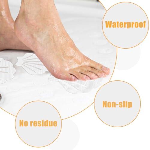 12 Pcs White Bathtub Stickers Non Slip Sea Shell Shape | Adhesive Decals, For Floor, Ladders, Bath Tub, Stairs, Bathroom, Shower Stickers - color: White