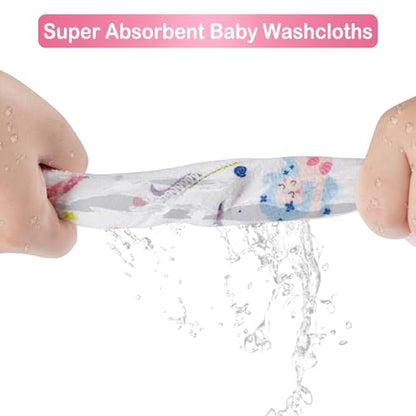 Baby Washcloths, 24Pack Baby Wash Cloths Extra Soft & Ultra Absorbent, Baby Towels and Washcloths Face Towels for Unisex Boys Girls Body, Washclothes Gentle on Sensitive Skin, 9x9 Mermaid - color: Mermaid