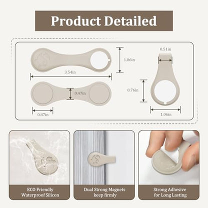 Magnetic Silicone Shower Curtain Clips for Liner 3 Packs (Light Brown) | Self Adhesive, Windproof Splash Holders, Prevent Water Splashing Out, Shower Curtains Keeper, Keep Curtain Closed to Wall - size: 3.3"W x 1"L (Pack of 3)