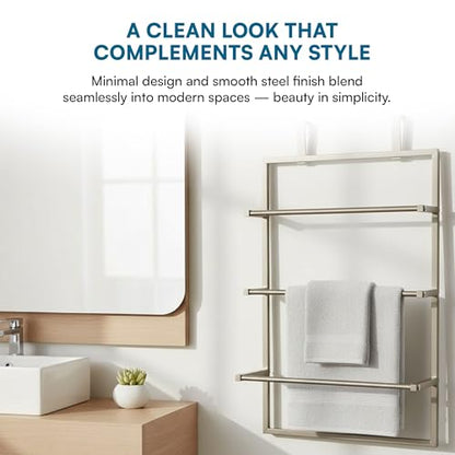 Honey-Can-Do Over-The-Door 3-Tier Towel Rack - Chrome Steel Bathroom & Closet Storage Organizer for Hanging Towels, Clothes, Robes