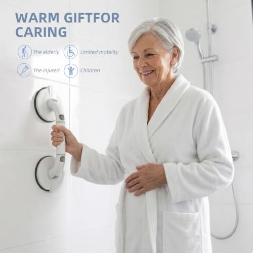 Upgraded Version Grab Bars for Bathtubs and Showers Suction Grab Bar, Heavy Duty Safety Shower Grab Bars for Seniors and Elderly, Handicap Bars for Bathroom Waterproof, White