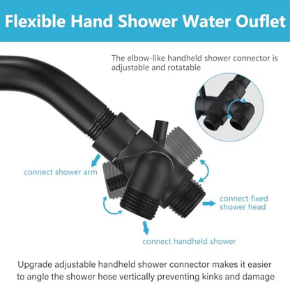 PDPBath Brass 3 Way Shower Arm Diverter Valve for Handheld Shower Head and Fixed Shower Head, G1/2 Universal Connection - Matte Black - color: Matte Black