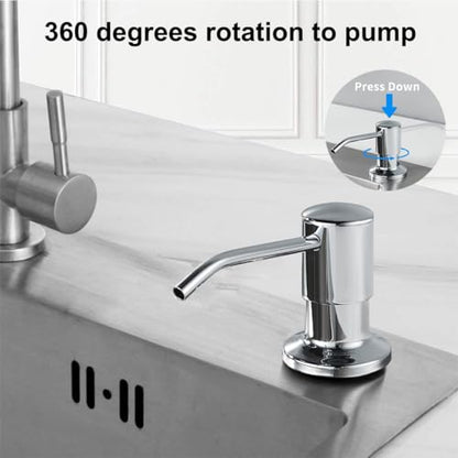 Soap Dispenser for Kitchen Sink,Stainless Steel Built in Soap Dispenser | Countertop Pump Head,Dish Soap Hand Lotion Dispenser with Refillable 13.5OZ Bottle - color: Bottled-chromeplated