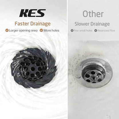 KES Bathroom Sink Grid Drain Without Overflow, Faster Drainage Anti-Clog | Matte Black Vanity & Vessel Drain Strainer, All Metal, Stainless Steel & Brass, S2021D-BK - color: Black