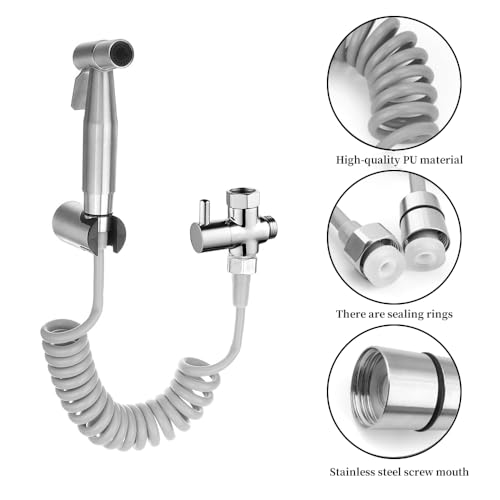 Spring Flexible Shower Hose,ABS Bathroom Spiral Flexible Telescopic Shower Hose for Toilet Faucet, Bidet Sprayer, Hand Shower,Standard G1/2 Connectors(Gray) - color: gray shower hose
