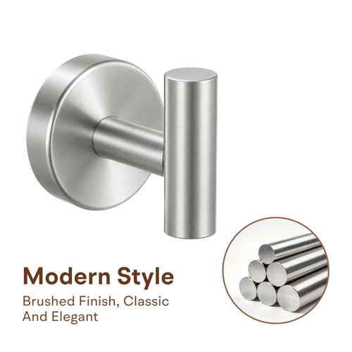 8 Pieces Bathroom Hardware Set, SUS304 Stainless Steel 24 Inch Bath Towel Bar Set, Round Bathroom Accessories Kit Wall Mounted Towel Holder (Brushed Nickel) - color: Brushed Nickel
