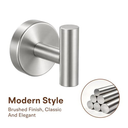 8 Pieces Bathroom Hardware Set, SUS304 Stainless Steel 24 Inch Bath Towel Bar Set, Round Bathroom Accessories Kit Wall Mounted Towel Holder (Brushed Nickel) - color: Brushed Nickel