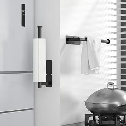 Paper Towel Holder Under Cabinet No Drilling, Self Adhesive Paper Towel Holder Wall Mount for Kitchen Rack, Under Counter Napin Holder No Drill, 304 Stainless Steel Matte Black - color: Black