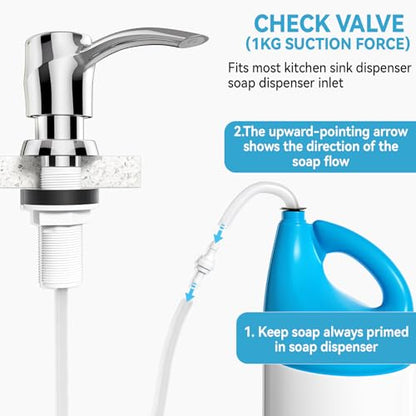 Kitchen Sink Soap Dispenser Chrome, Lotion Dispenser, ABS Dispenser Built-in Pump Head with 47”Extension Tube, No More Messy Refills(No Bottle) - color: Chrome, style: 47'' Tube