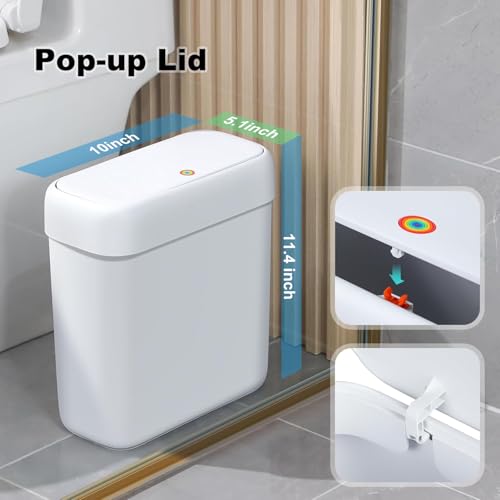 funest Bathroom Small Trash Can with Lid,10L / 2.7 Gallon Slim Garbage Bin Wastebasket with Press Top Lid for Bedroom,Rv,Office,Kitchen,Craft Room (Pack of 2) - size: 2 Pack (2.7 Gallon)
