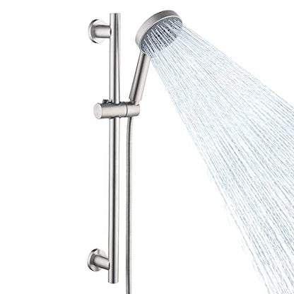 KES Adjustable Shower Head with Slide Bar, 5-Function Handheld Sliding Shower Head with Extra Long Hose Wall Mount Brushed Finish, F204-BS-C1 - color: Brushed Grey