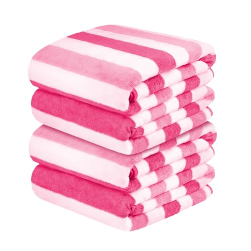 JML Microfiber Bath Towels Set of 4, 30" x 60", Cabana Stripe Pink | Hanging Loop, Lint Free, Oversized, Soft, Super Absorbent,Fast Drying, Perfect for Shower, Sauna, Gym, Sports, Fitness, Yoga - color: Cabana Stripe Pink, size: 4 Pack (30 in x 60 in)