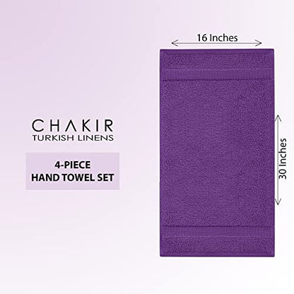 Chakir Turkish Linens 4 Piece Hand Towels, 100% Cotton Turkish Towels for Bathroom, Luxury Soft Absorbent Hand Towel Set, 16 x 30 Inches, Eggplant - color: Eggplant
